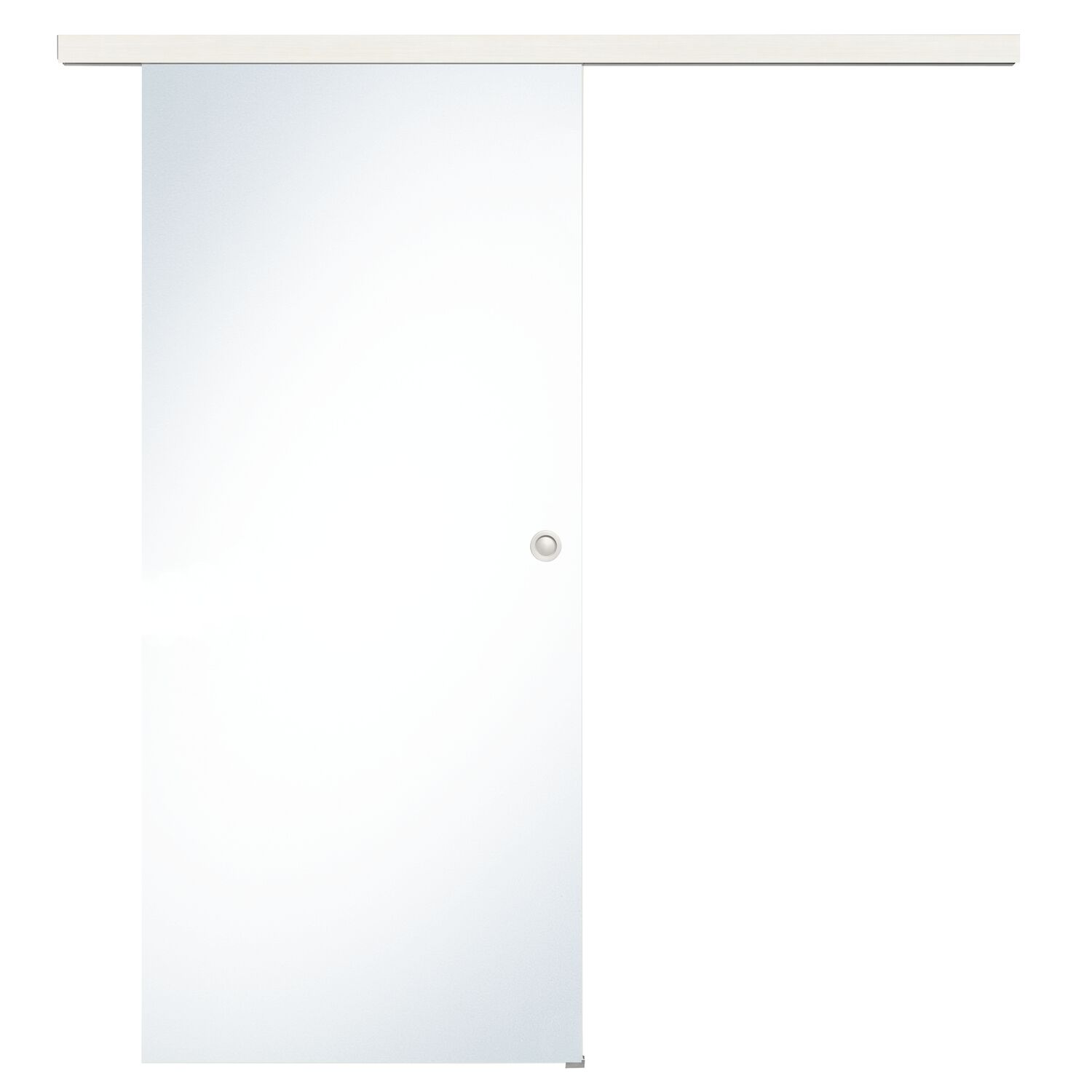 Glasschiebetür Set Klarglas, 820x2100mm, Inlay CPL Bianco Muschelgriff silber