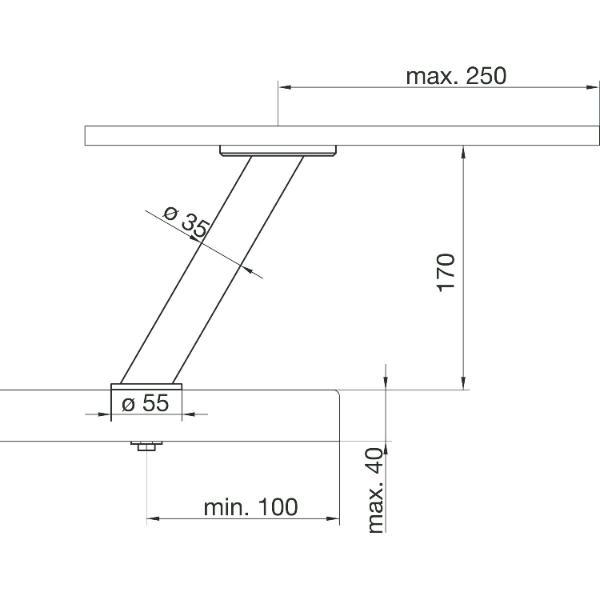 EBB Barkonsole Irland 35x167mm schräg Edelstahl gebürstet