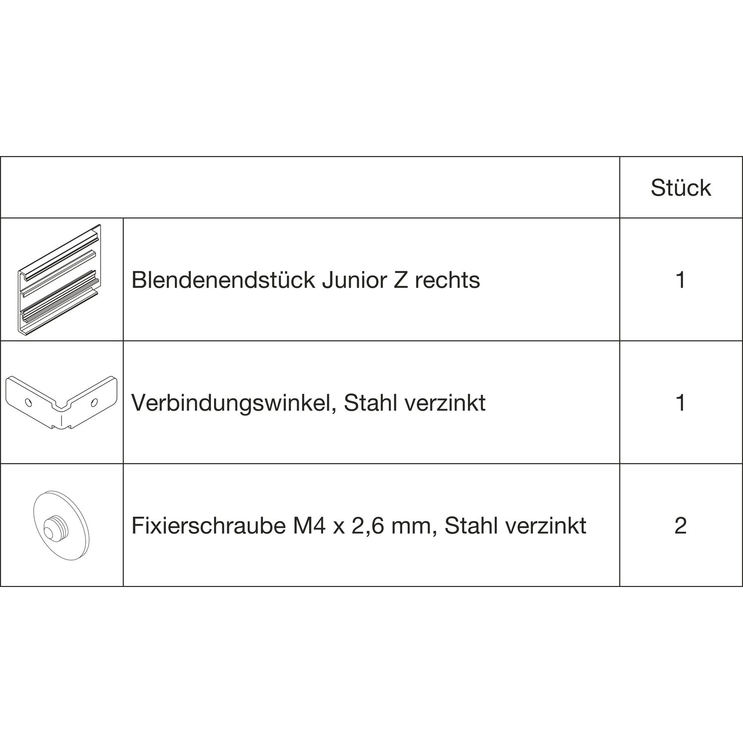 HAWA-Junior 100/B Abdeckkappen-Set Clipblende 60 mm rechts silber (30148)