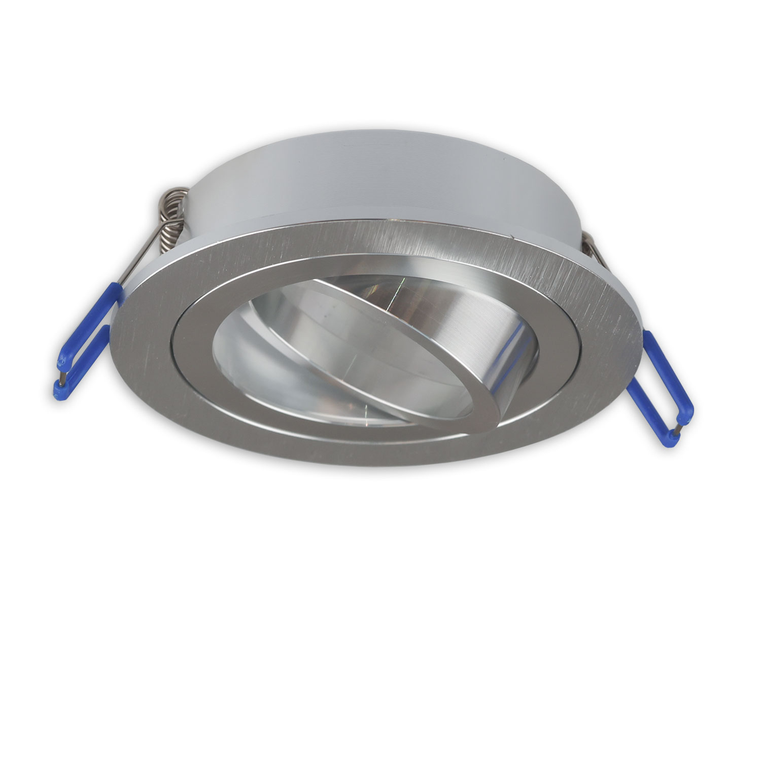 ISOLED Einbaurahmen rund Loch 80mm Alu gebürstet + Alu gebürstet für GU10/MR16 Spots