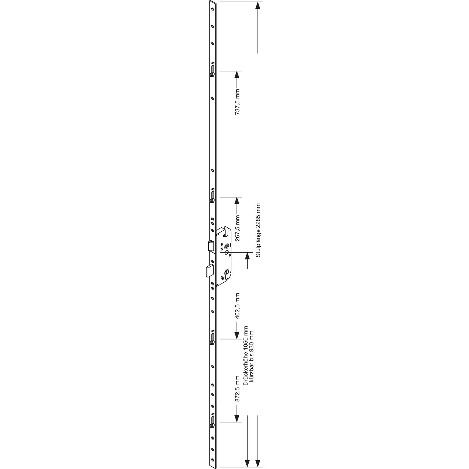 GU MFV-Schloss Secury R4 DIN, DM 80 mm,Stulp 2285 x 20 x 3 mm eckig,silberfärbig