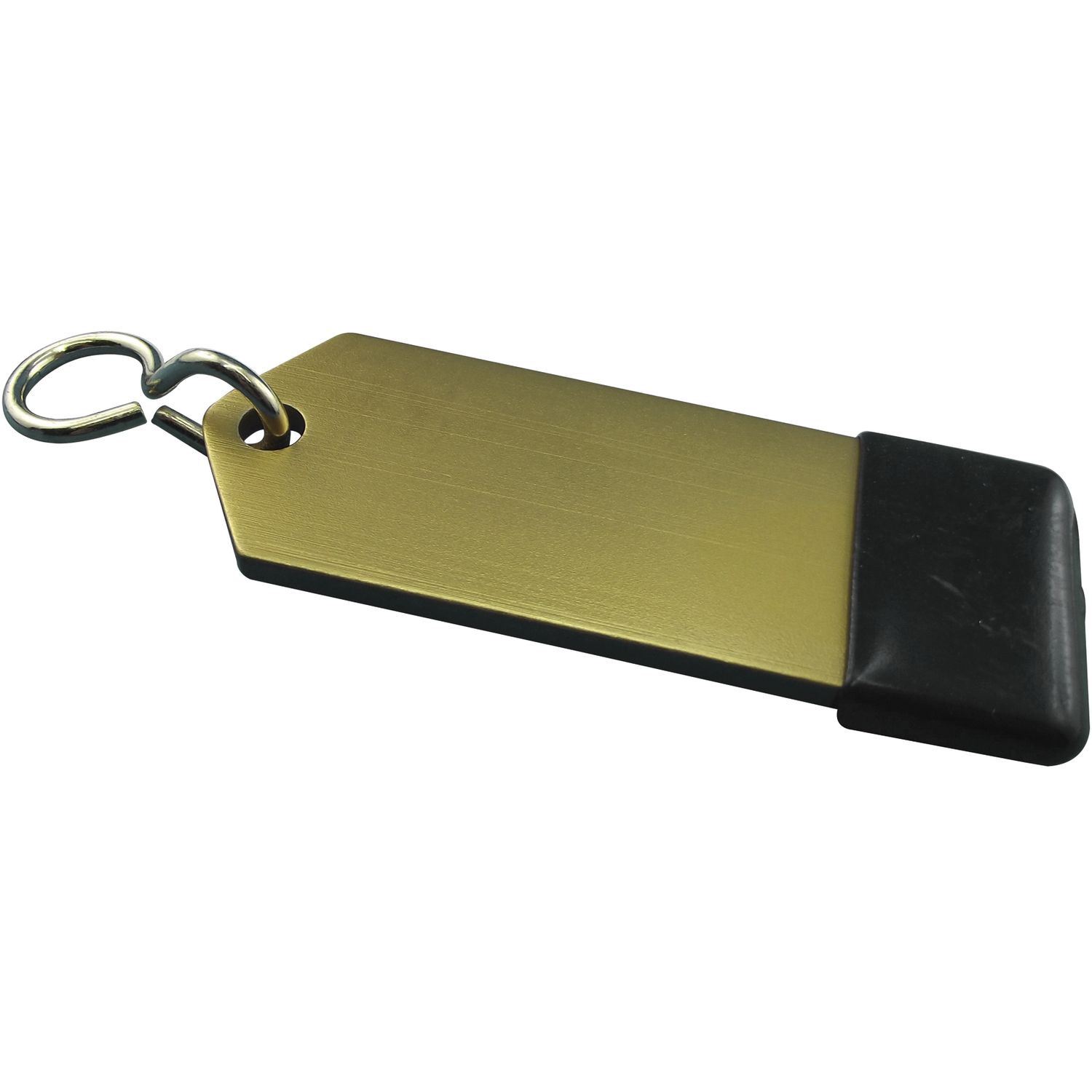 Hotelschlüsselanhänger - flach, 80 mm, mit Gummi, Aluminium gold eloxiert
