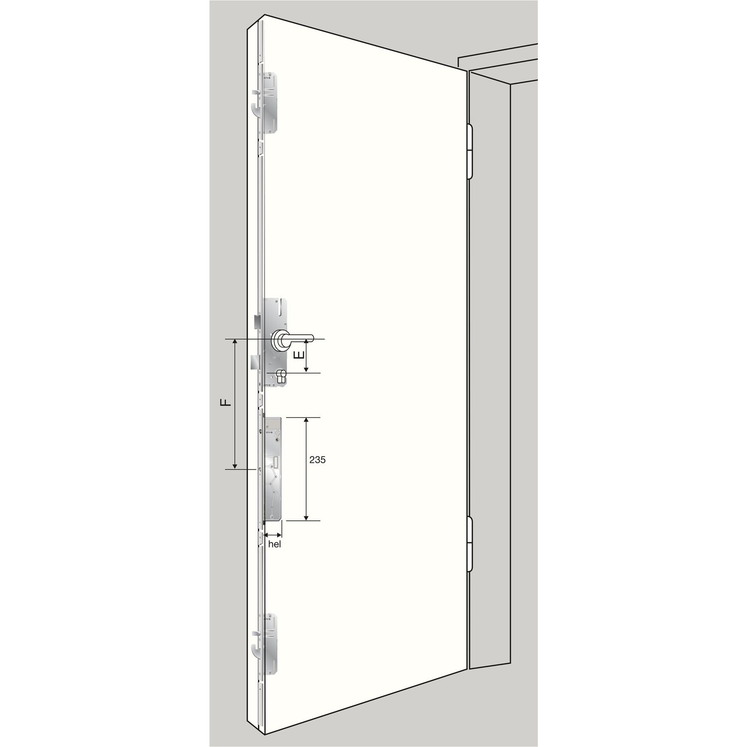 KFV MFV-Schloss AS 2600 Genius CA, DM 65, Stulp 2170 x 16 x 3 mm eckig,Edelstahl