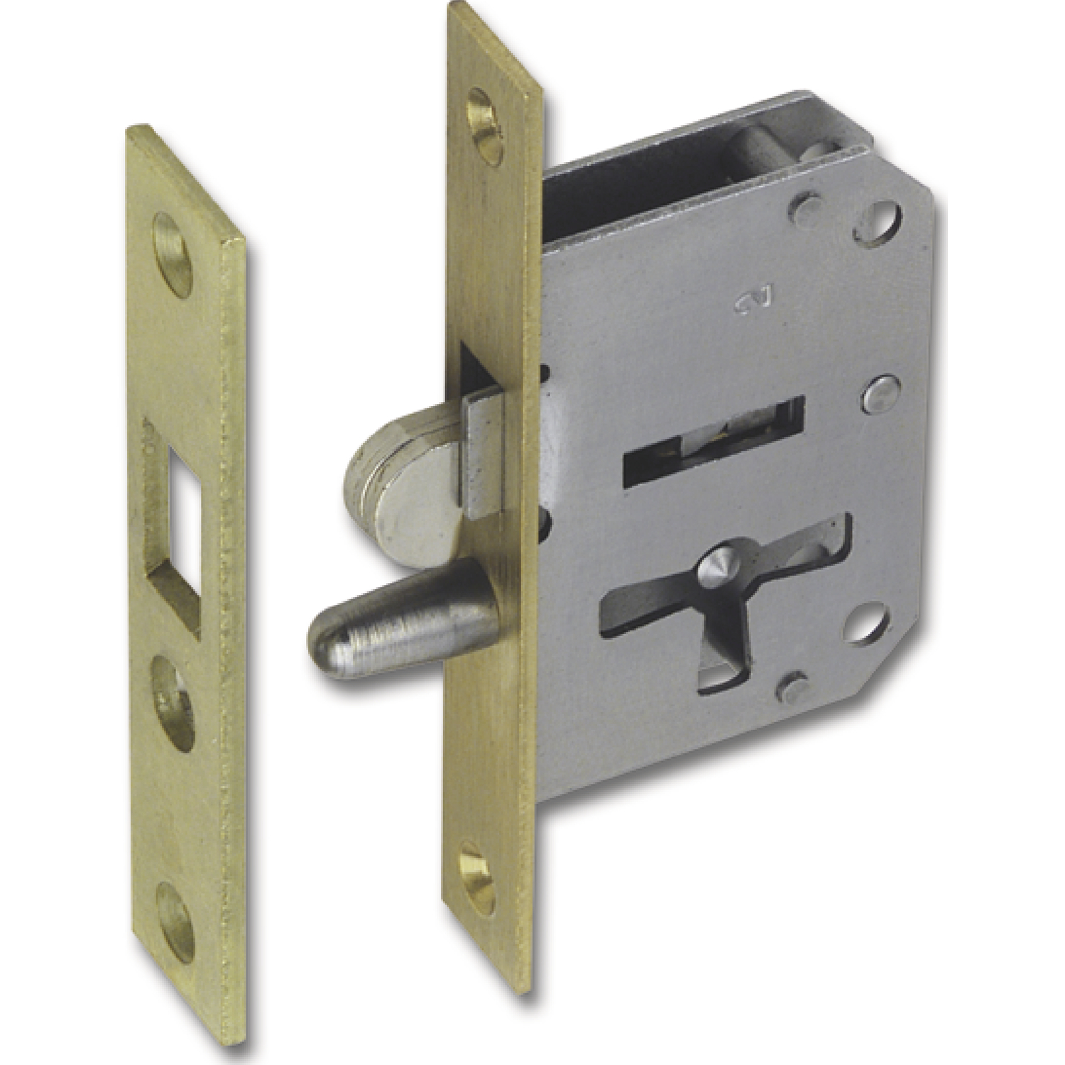 JuNie 2173 Bart-Rollladenschloss rechts Dornmaß 25mm Stahl/Stulp Messing