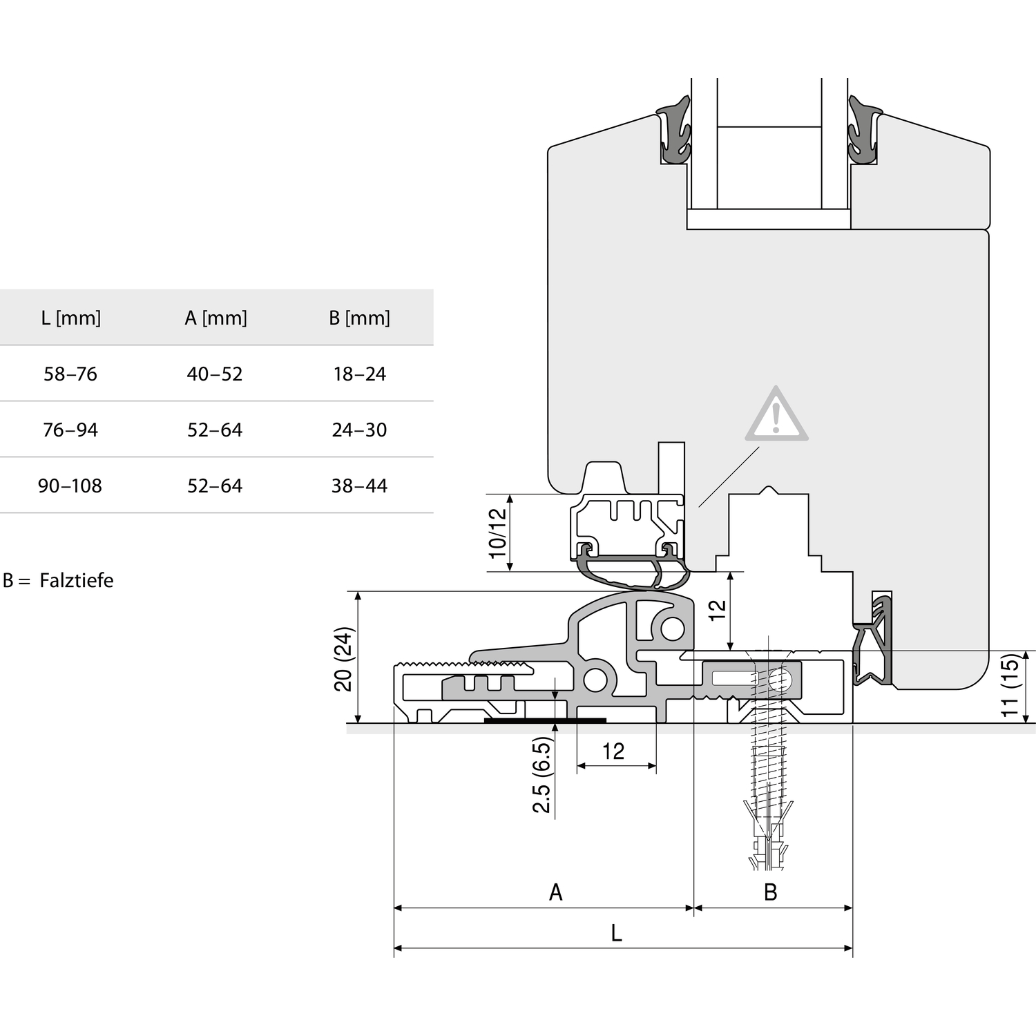 Maco #457134 Dichtung Türschwelle für TRANSIT 58 - 76, 2500 mm, silber eloxiert