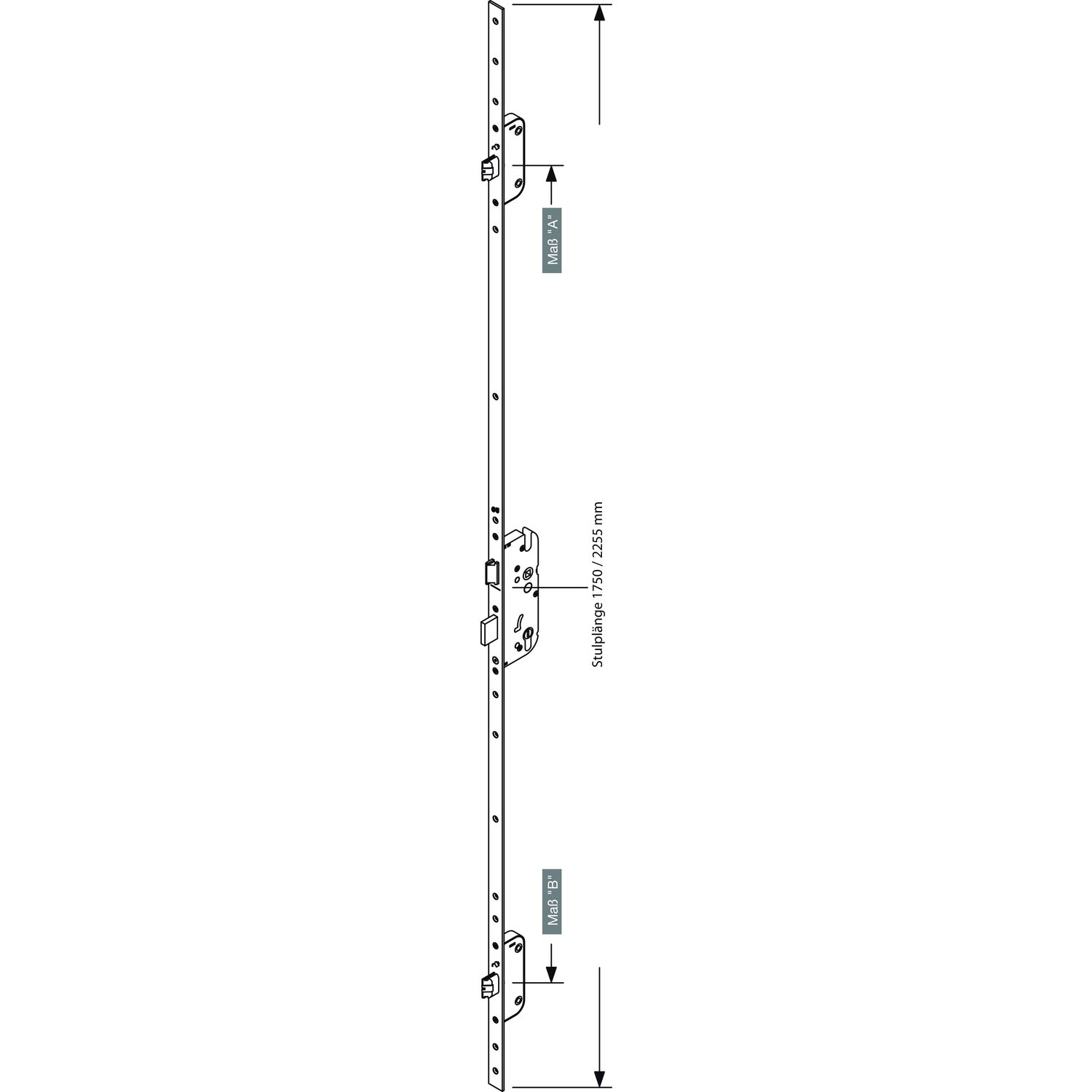 GU MFV-Schloss Secury Automatic FH, DM 65,Stulp 1750 x 20 x 2,5mm rund, silber