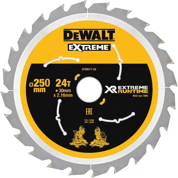 DeWalt Kreissägeblatt XR Extrem Runtime HM ø 250 x 2,16 x 30mm Zähne 24 (WZ/FZ)